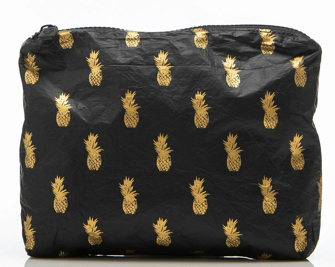 Women's Aloha Small Pineapple Royale Pouch In Gold On Black 3 Women's Aloha Small Pineapple Royale Pouch In Gold On Black