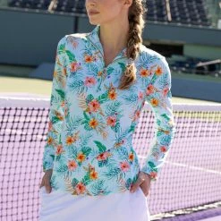 CabanaLife Women's Cabana Life Sport Zip Polo