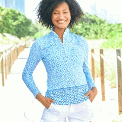 CabanaLife Women's Cabana Life Sport Zip Polo