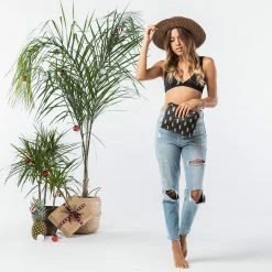 Women's Aloha Small Pineapple Royale Pouch In Gold On Black 7 Women's Aloha Small Pineapple Royale Pouch In Gold On Black