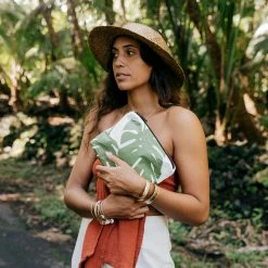 Aloha Small Monstera Pouch In Seaweed Women's