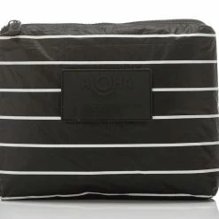 Aloha Small Pinstripe Pouch In White On Black